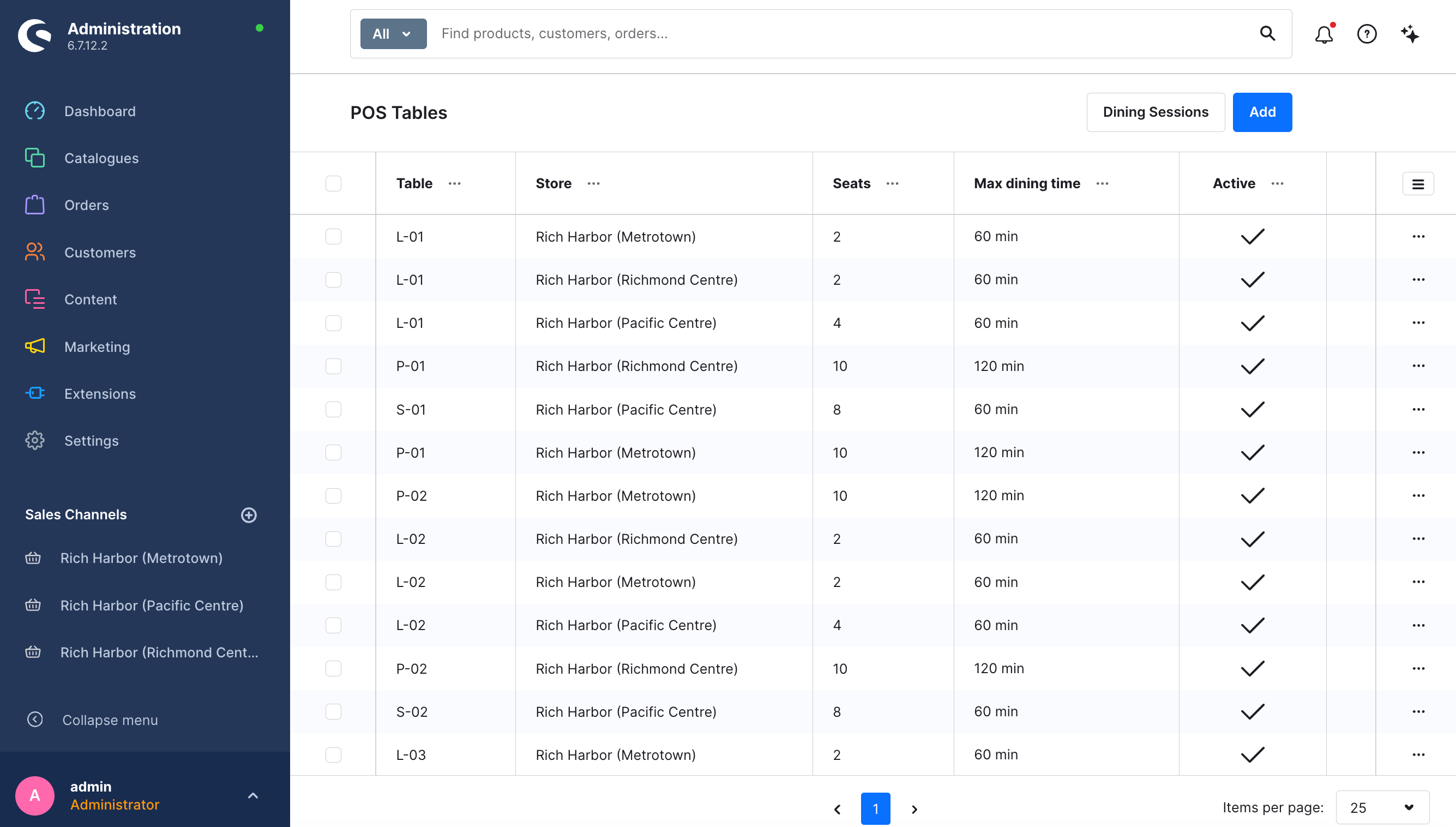Multi-Store Table Administration