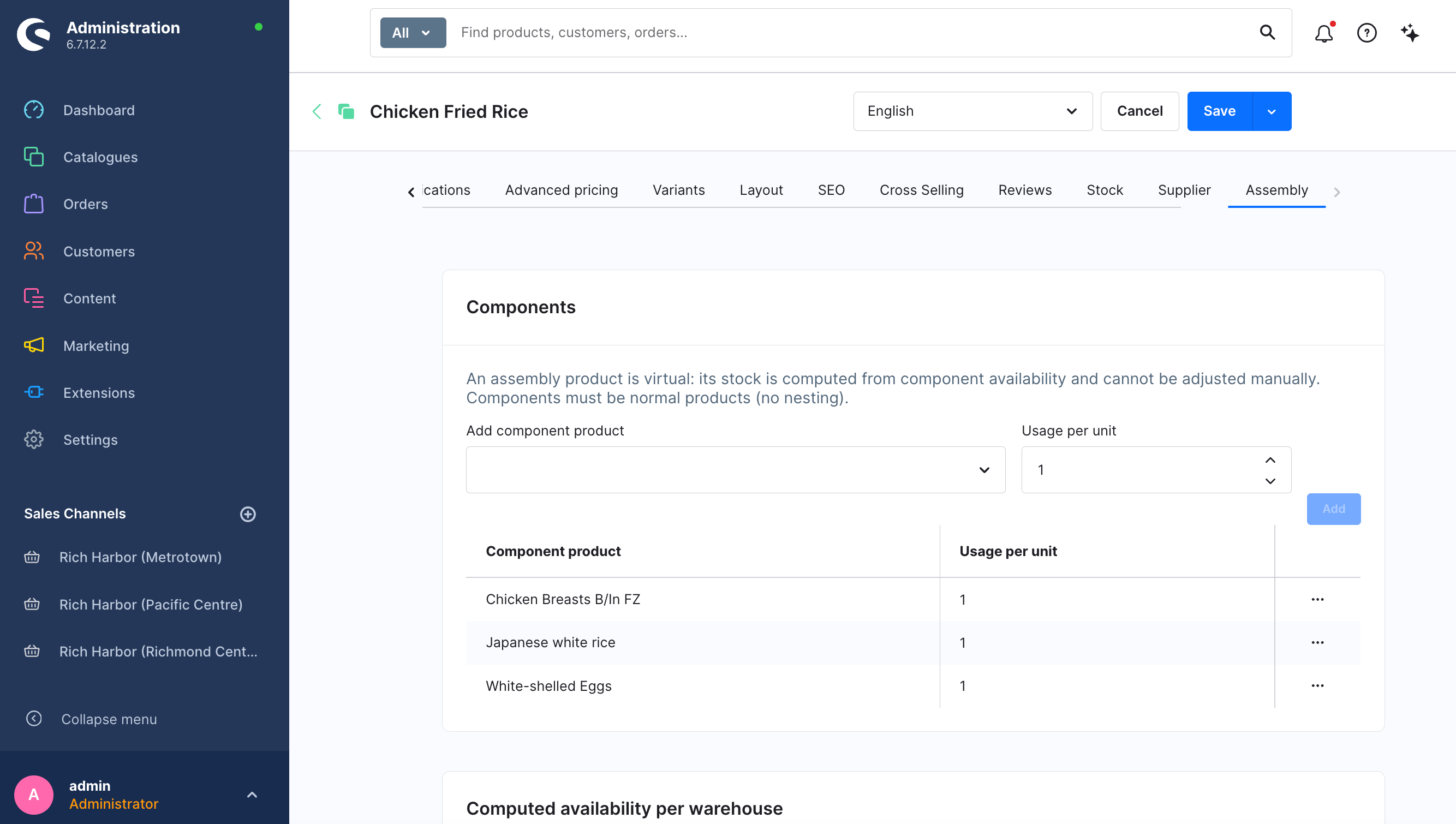 Product Catalog & Recipe Engineering