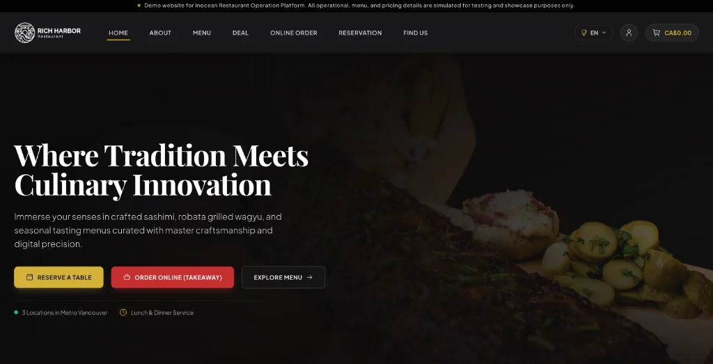 Restaurant Website Live Demo Preview